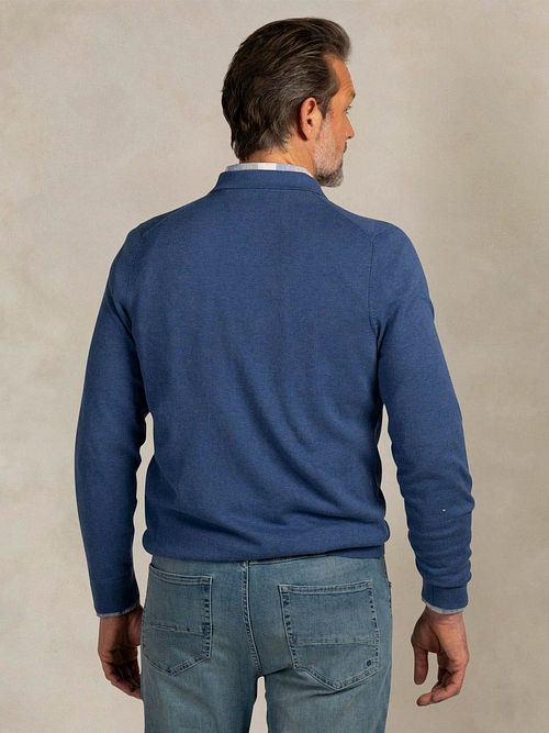 NZA Longsleeve Knitted Polo Shirt Blue Model / Achterkant