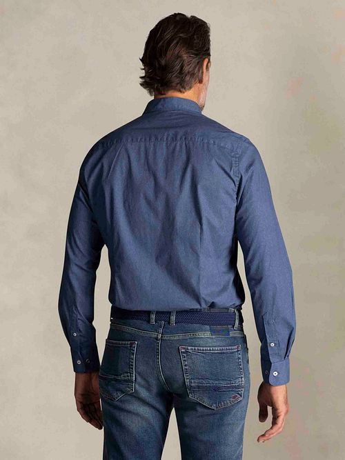 NZA Shirt James Oban Poplin Blauw Model / Achterkant