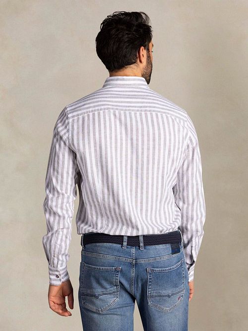 NZA Shirt Picton Linnen Blend Streep Groen Model / Achterkant