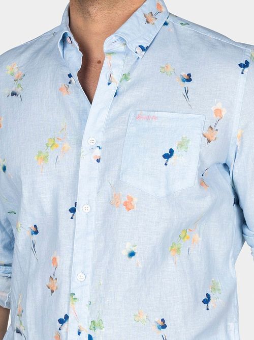 NZA Shirt Kane Linnen Blend Lichtblauw Model / Detail