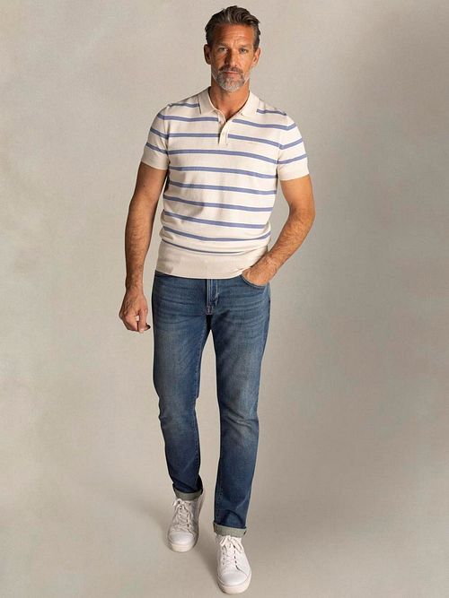NZA Knitted Polo Stripe Ecru Model / Voorkant