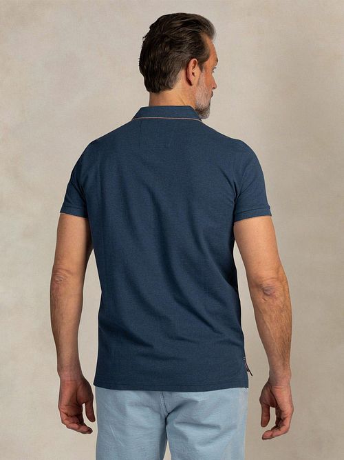 NZA Polo Henley Piké Navy Sky Model / Achterkant