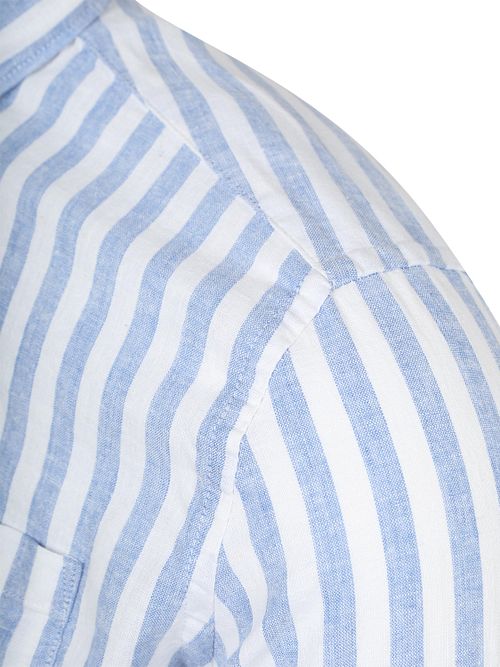 NZA Shirt Picton Linen Blend Stripe Blue