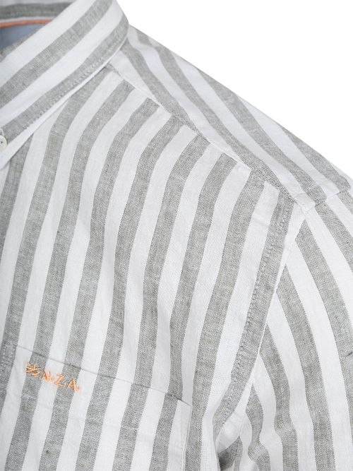 NZA Shirt Picton Linen Blend Stripe Green