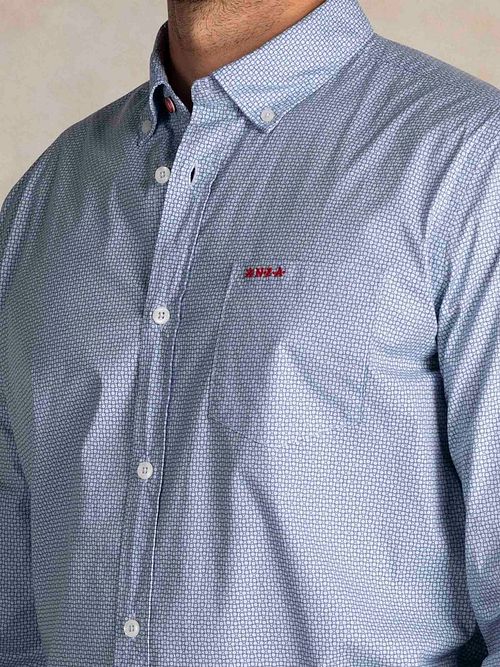 NZA Shirt Adriel Poplin Blue Model / Detail