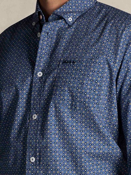 NZA Shirt Kylan Poplin Print Blue Model / Detail