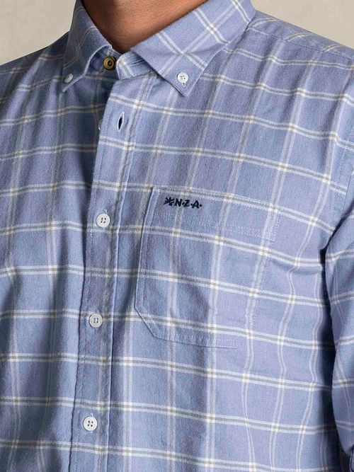 NZA Shirt Armando Flannel Checks Blue Model / Detail