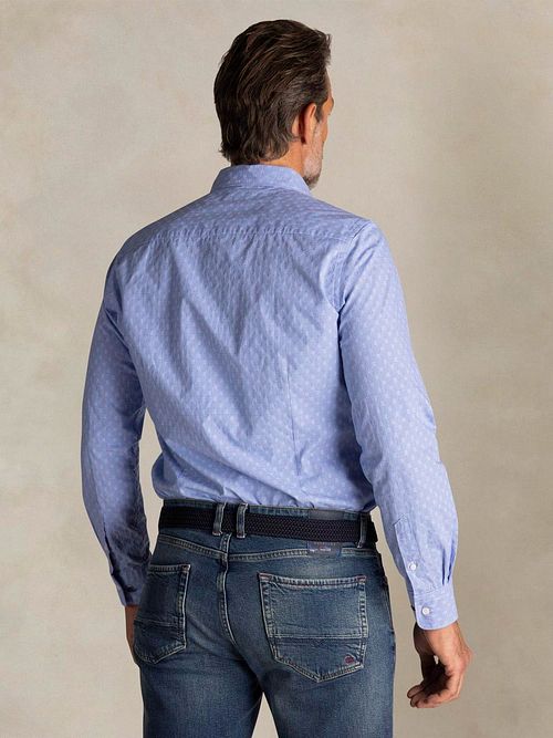 NZA Skjorta Tuki Jacquard Print Blå Model / Achterkant