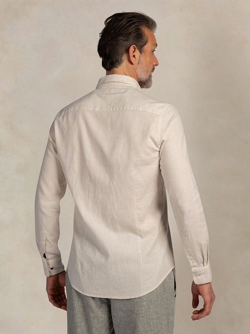 NZA Skjorta Linneblandning Beige Model / Achterkant