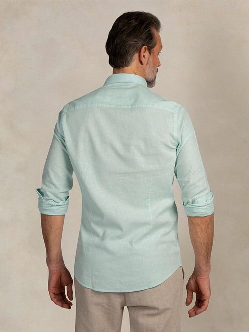 NZA Skjorte Linned-Bomuldsblanding Aqua Model / Achterkant