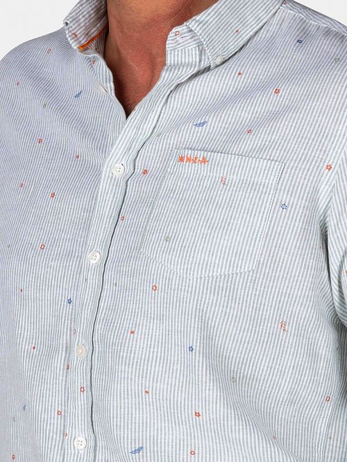 NZA Skjorte Emerson Linen Blend Grøn Model / Detail