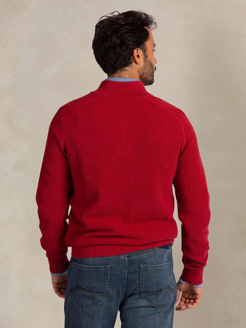 NZA Half Zip Slub Knit Melange Rød Model / Achterkant