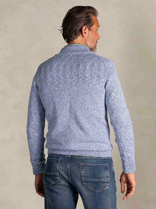 NZA Trui Half Zip Thames Milton Slub Blauw Model / Achterkant