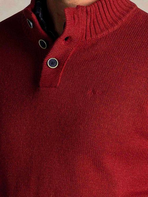 NZA Pullover Mocker Adan Cherry Red Model / Detail