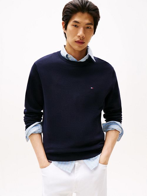 Sweter Tommy Hilfiger Essential w kolorze Navy Model / Voorkant