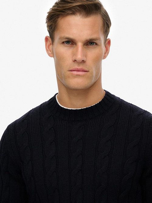 Superdry Jacob Cable Sweter Navy Model / Voorkant