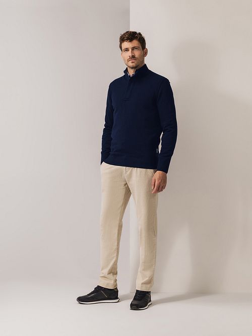 Sweter State of Art Half Zip Wool Blend Melange granatowy Model / Voorkant