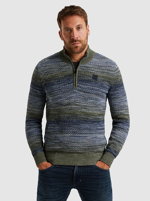 Sweter PME Legend z półzamkiem Colormix, niebieski Model / Voorkant