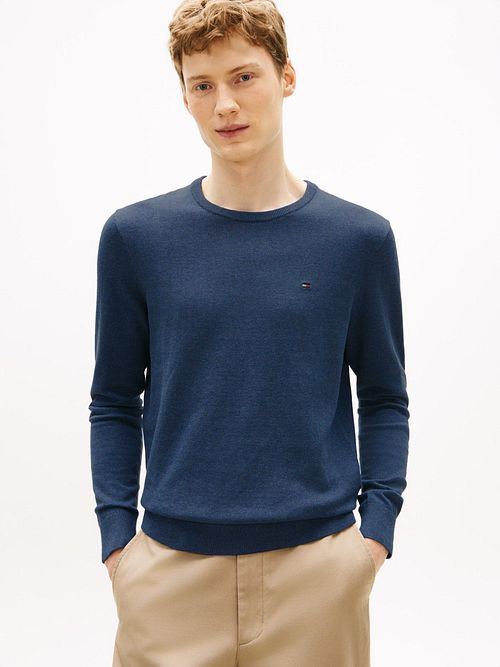 Sweter Tommy Hilfiger Essential z okrągłym dekoltem w kolorze granatowym Model / Voorkant