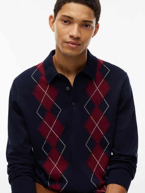 Koszulka polo Tommy Hilfiger z długim rękawem w kratę Model / Voorkant