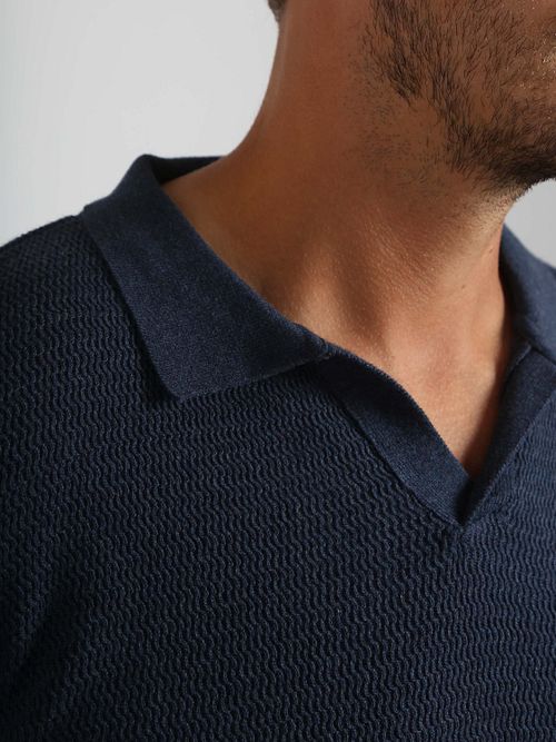 Sweter Suitable Riva Structure Melange Navy Model / Detail