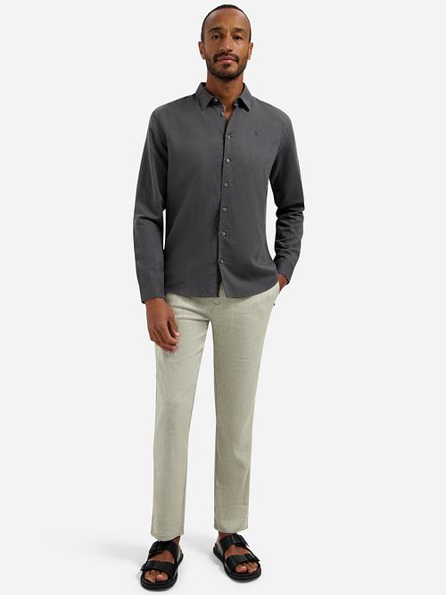 No Excess Linen Blend Camicia Dark Steel Model / Voorkant