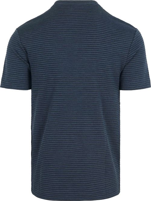 T-Shirt No Excess Velvet Stripes Navy Product / Achterkant