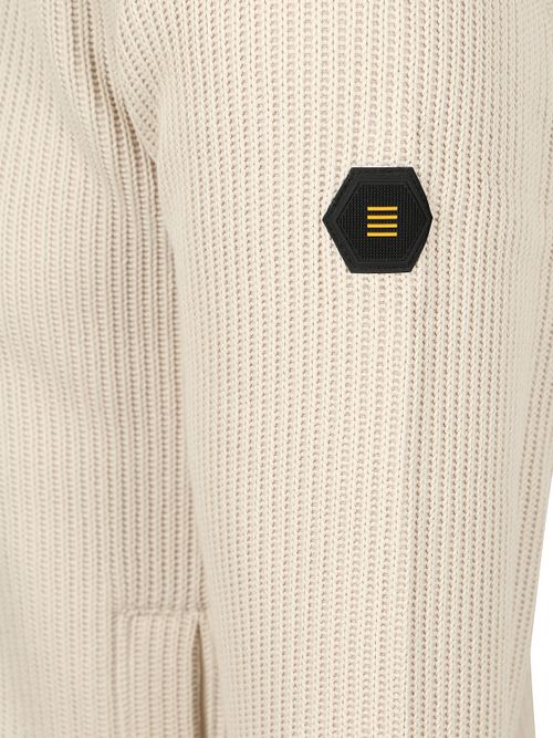 No Excess Cardigan Knitted Rib Structure Ecru