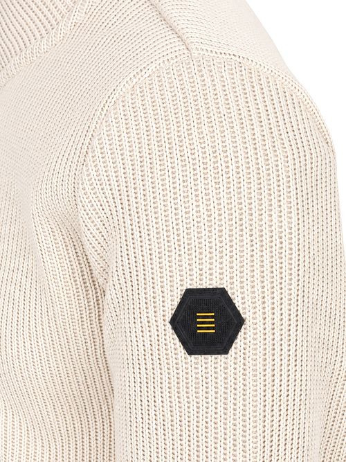 No Excess Cardigan Knitted Rib Structure Ecru Product / Detail