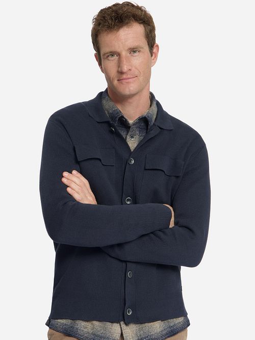 No Excess Cardigan Full Button Heavy Knit Navy Model / Voorkant