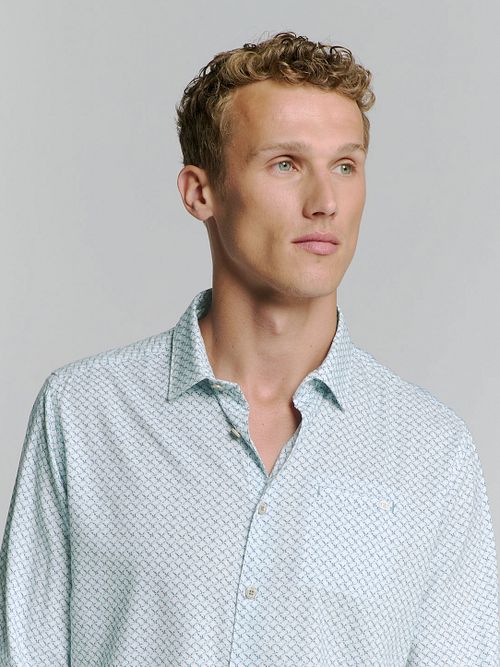 No Excess Chemise Impression Bleu Clair Model / Voorkant