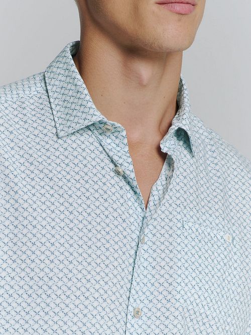 No Excess Chemise Impression Bleu Clair Model / Detail