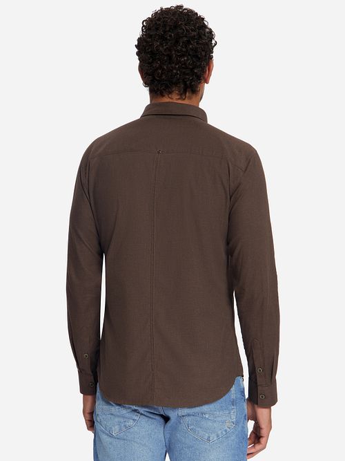 No Excess Chemise Marron Melange Flanelle Model / Achterkant
