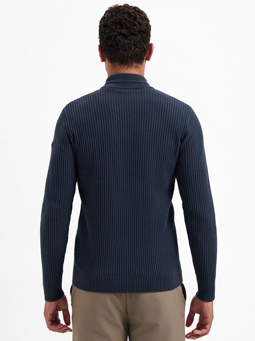 No Excess Half Zip Trøje Rib Marineblå Model / Achterkant