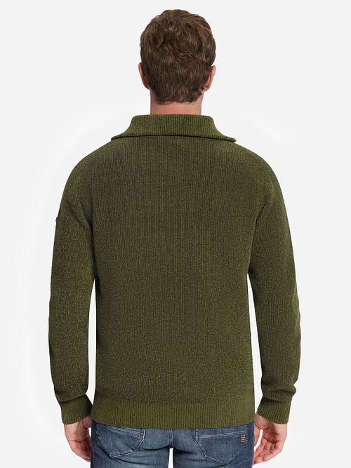 No Excess Half Zip Trui Chenille Olive Model / Achterkant