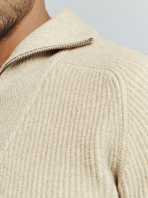 No Excess Half Zip Trui Two Coloured Melange Greige Product / Detail