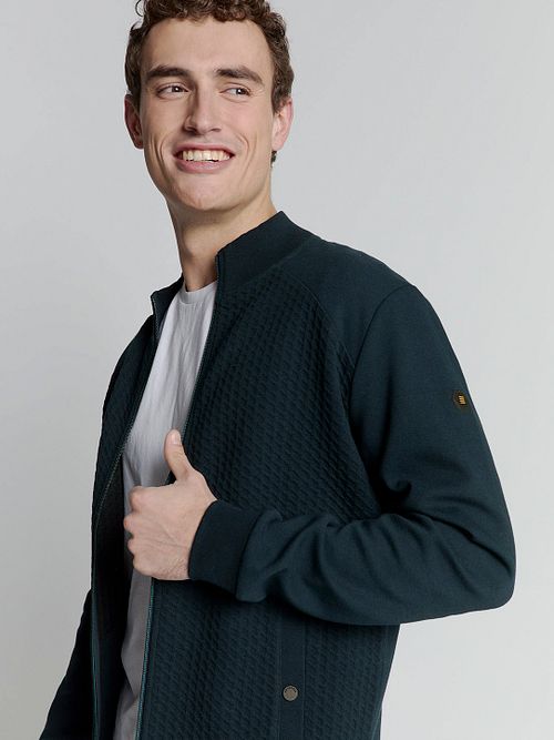 No Excess Vest med glidelås i jacquard i marineblå Model / Voorkant