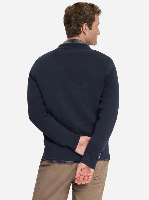 No Excess Cardigan Full Button Heavy Knit Navy Model / Achterkant