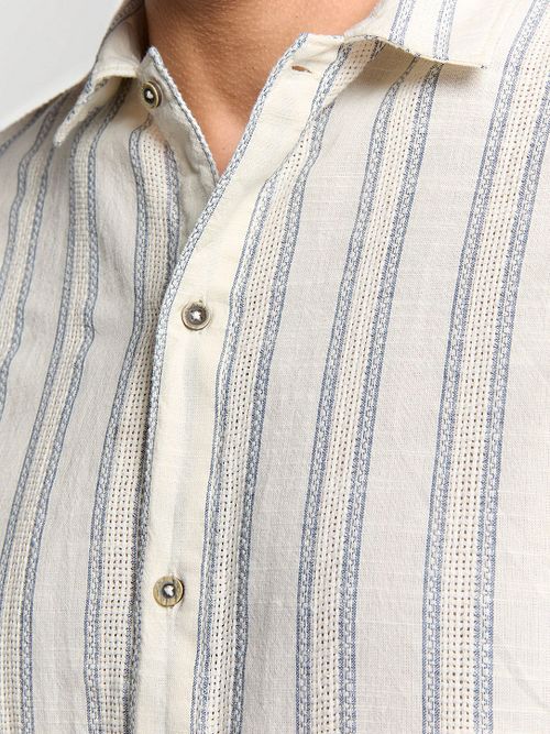 No Excess Kortærmet Skjorte Stribet Beige Model / Detail
