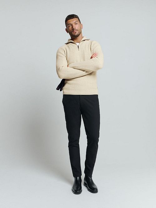 Maglione half zip No Excess melange bicolore greige Model / Voorkant