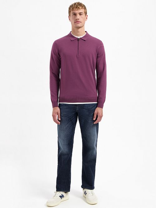 No Excess Polo con zip Dark Wine Model / Voorkant