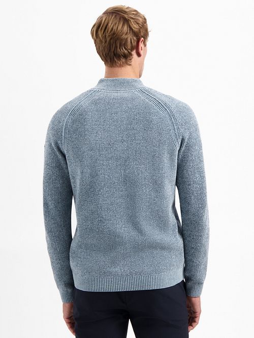No Excess Maglione in ciniglia con half zip blu Model / Achterkant