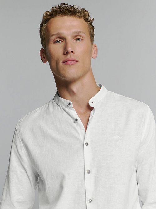 No Excess Overhemd Linnen Blend Wit Model / Voorkant