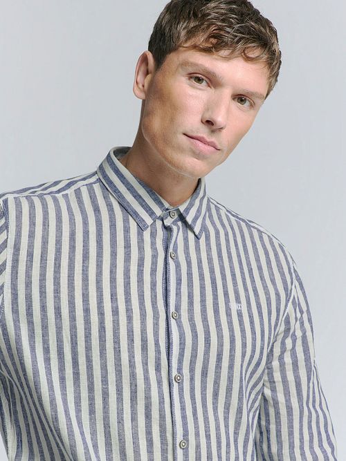 No Excess Overhemd Stripes Blauw Model / Voorkant