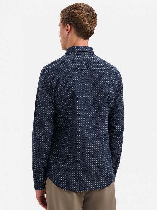 No Excess Overhemd Jacquard Print Navy Model / Achterkant