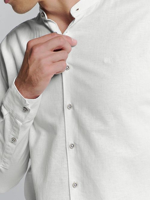No Excess Overhemd Linnen Blend Wit Model / Detail