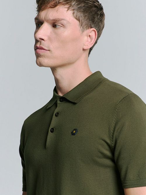 No Excess Stickad Polotröja Olivgrön Model / Voorkant