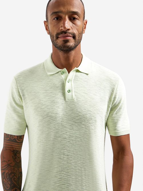 No Excess Stickad Polotröja i Slub Ljusgrön Model / Voorkant