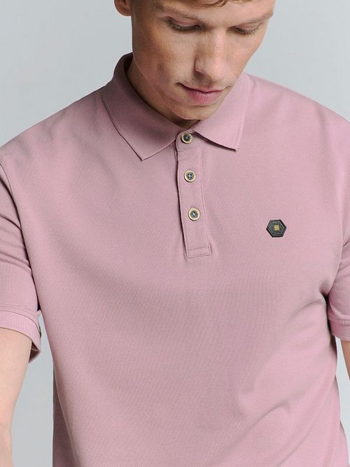 No Excess Poloshirt Piquet Mauve Model / Voorkant