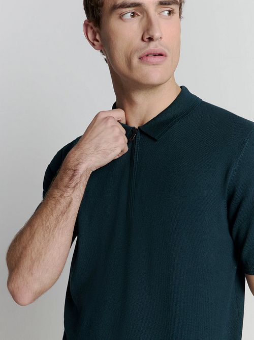 No Excess Halv Zip Poloshirt Marineblå Model / Voorkant